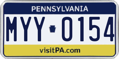 PA license plate MYY0154