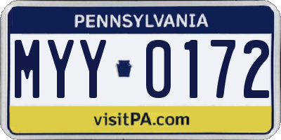 PA license plate MYY0172