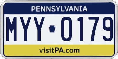 PA license plate MYY0179
