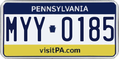 PA license plate MYY0185