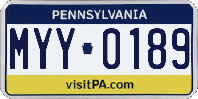 PA license plate MYY0189