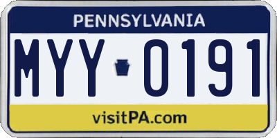 PA license plate MYY0191