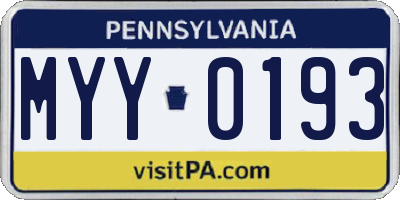 PA license plate MYY0193