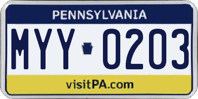 PA license plate MYY0203