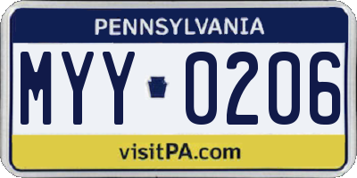 PA license plate MYY0206