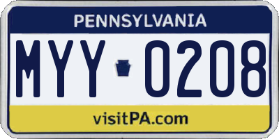 PA license plate MYY0208
