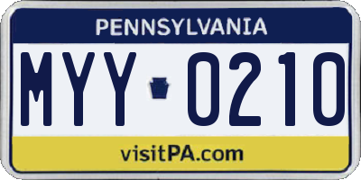 PA license plate MYY0210