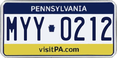 PA license plate MYY0212