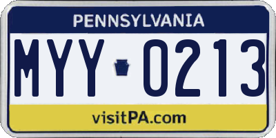 PA license plate MYY0213