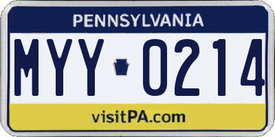 PA license plate MYY0214