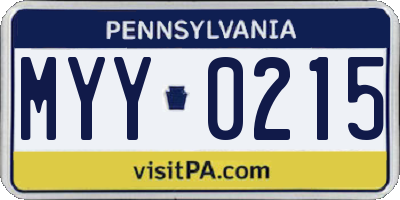 PA license plate MYY0215