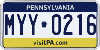 PA license plate MYY0216