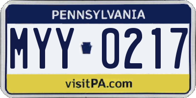 PA license plate MYY0217