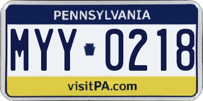 PA license plate MYY0218