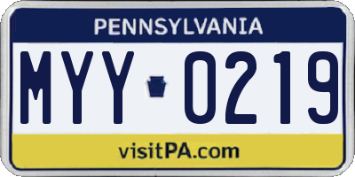 PA license plate MYY0219
