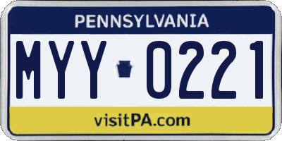 PA license plate MYY0221