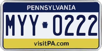 PA license plate MYY0222