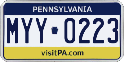 PA license plate MYY0223