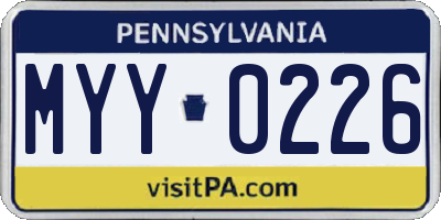 PA license plate MYY0226