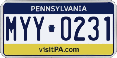 PA license plate MYY0231