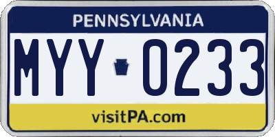 PA license plate MYY0233