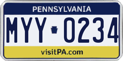 PA license plate MYY0234