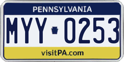 PA license plate MYY0253