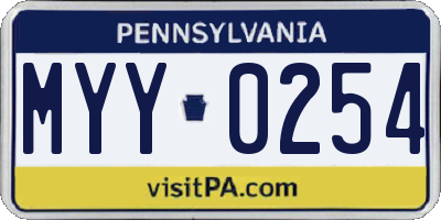 PA license plate MYY0254