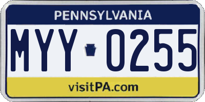 PA license plate MYY0255