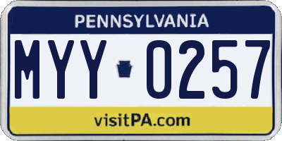 PA license plate MYY0257