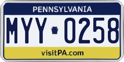 PA license plate MYY0258