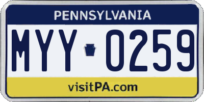 PA license plate MYY0259