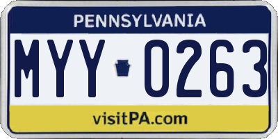 PA license plate MYY0263