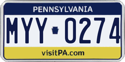 PA license plate MYY0274