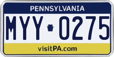 PA license plate MYY0275