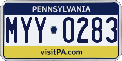 PA license plate MYY0283