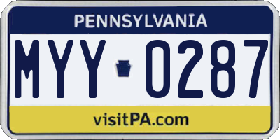 PA license plate MYY0287