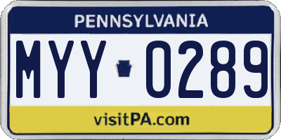 PA license plate MYY0289