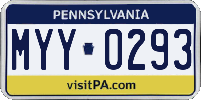 PA license plate MYY0293