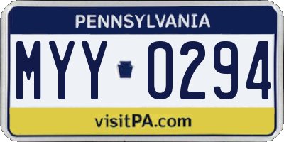 PA license plate MYY0294