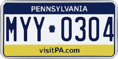 PA license plate MYY0304