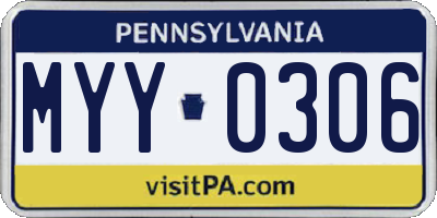 PA license plate MYY0306
