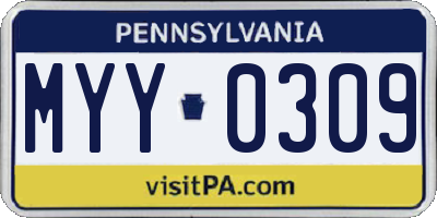 PA license plate MYY0309