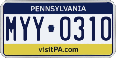 PA license plate MYY0310