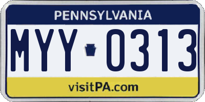 PA license plate MYY0313