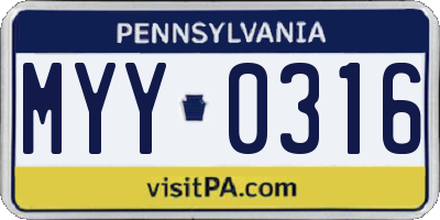 PA license plate MYY0316