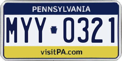 PA license plate MYY0321