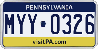 PA license plate MYY0326