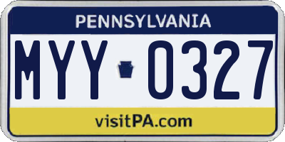 PA license plate MYY0327