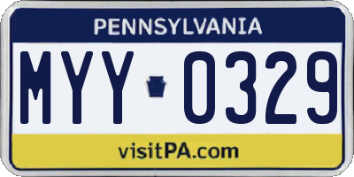 PA license plate MYY0329